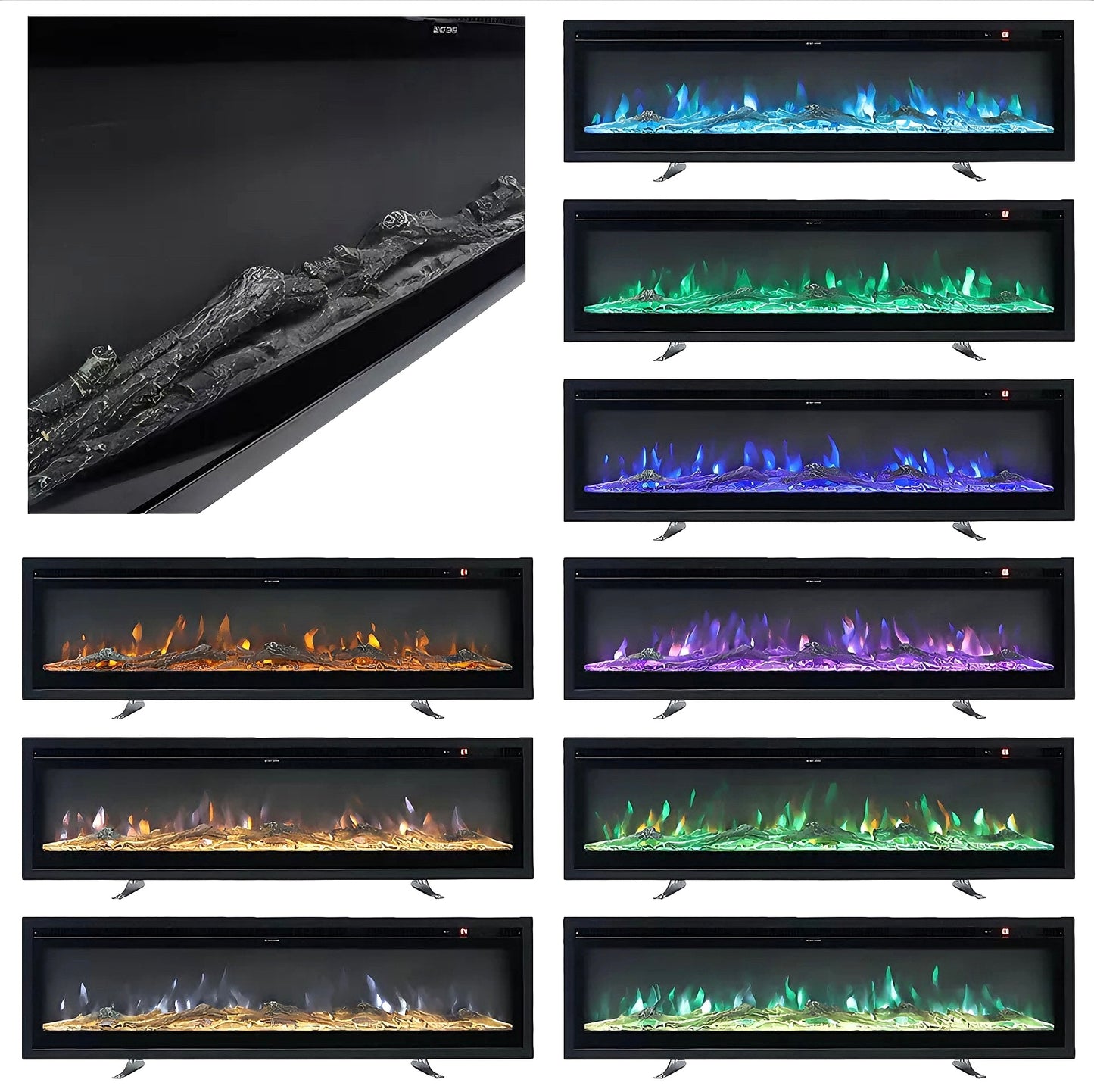 Media Wall Electric Fireplace Insert w/ Remote Control
