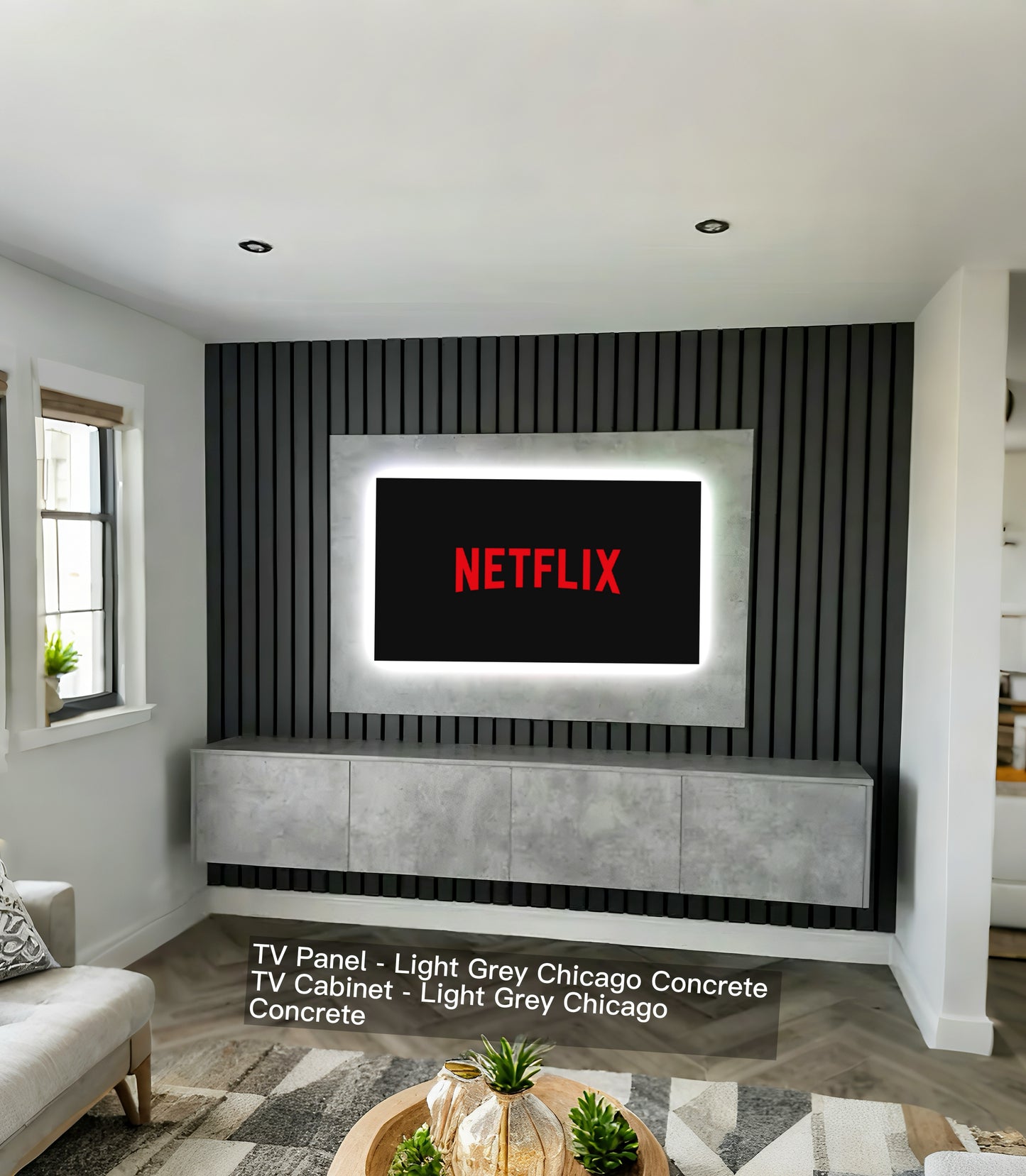 Acoustic Panel Media Wall With TV Cabinet