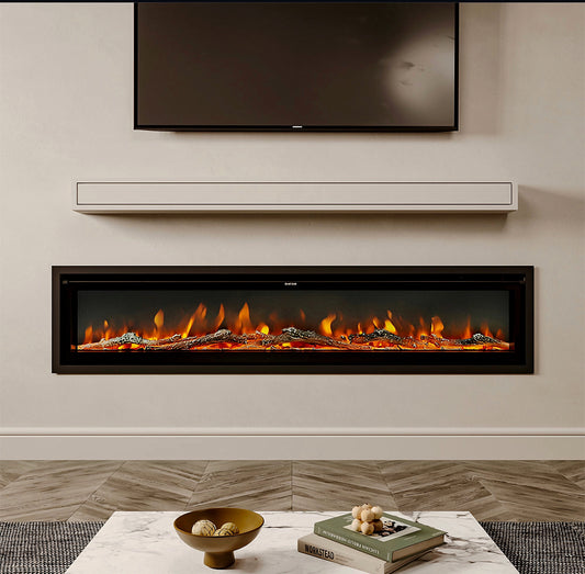 Media Wall Electric Fireplace Insert w/ Remote Control