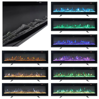 Media Wall Electric Fireplace Insert w/ Remote Control