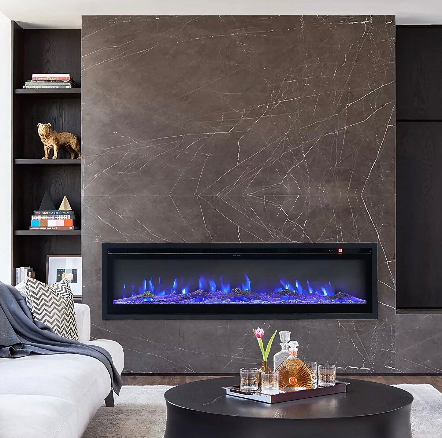 Media Wall Electric Fireplace Insert w/ Remote Control