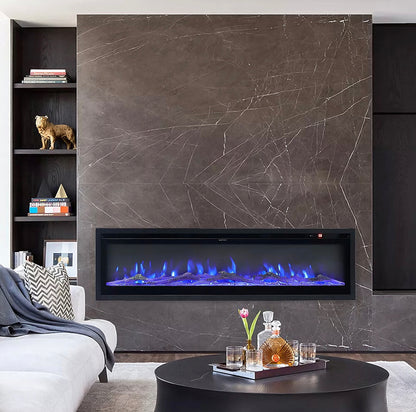 Media Wall Electric Fireplace Insert w/ Remote Control