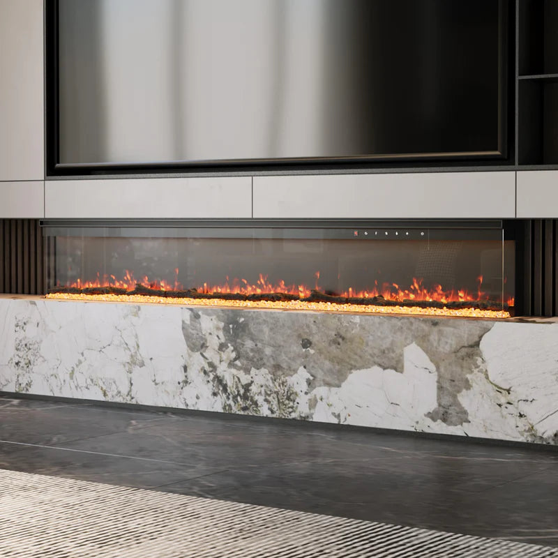 Panoramic 3-Sided Glass Electric Fireplace 40" - 80" Inch