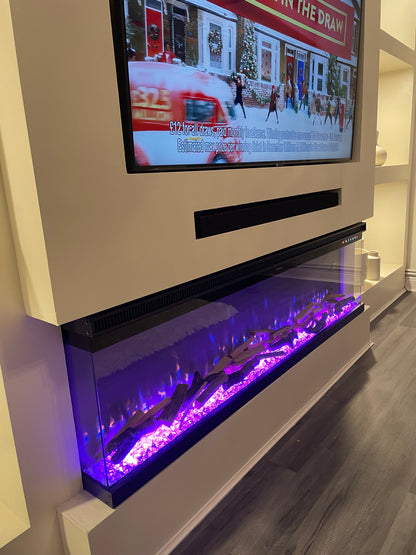 Panoramic 3-Sided Glass Electric Fireplace 40" - 80" Inch