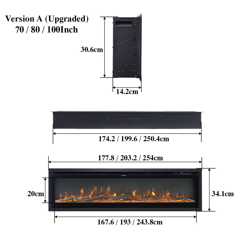 Media Wall Electric Fireplace Insert w/ Remote Control