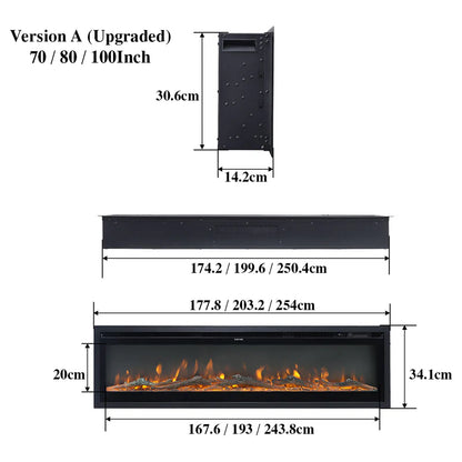 Media Wall Electric Fireplace Insert w/ Remote Control
