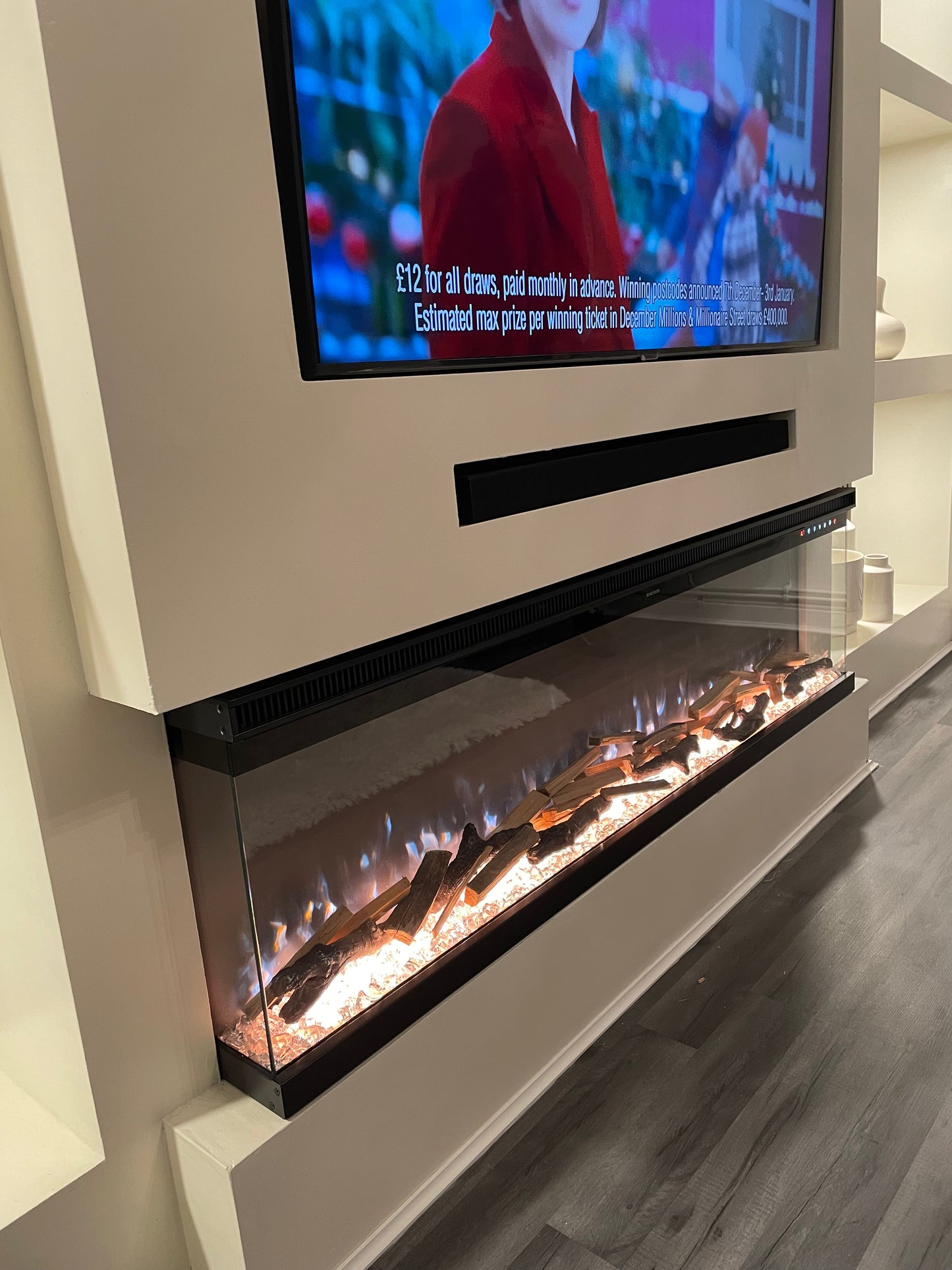 Panoramic 3-Sided Glass Electric Fireplace 40" - 80" Inch
