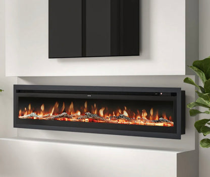 Media Wall Electric Fireplace Insert w/ Remote Control