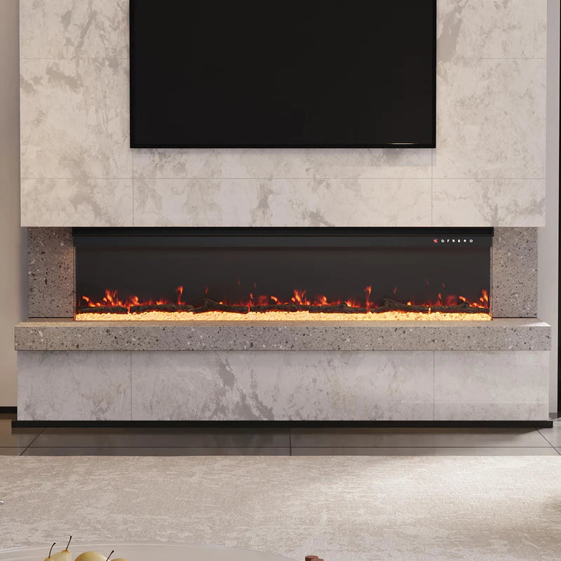 Panoramic 3-Sided Glass Electric Fireplace 40" - 80" Inch