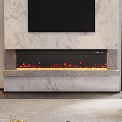 Panoramic 3-Sided Glass Electric Fireplace 40" - 80" Inch