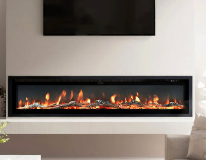 Media Wall Electric Fireplace Insert w/ Remote Control