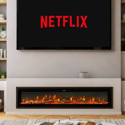 Media Wall Electric Fireplace Insert w/ Remote Control