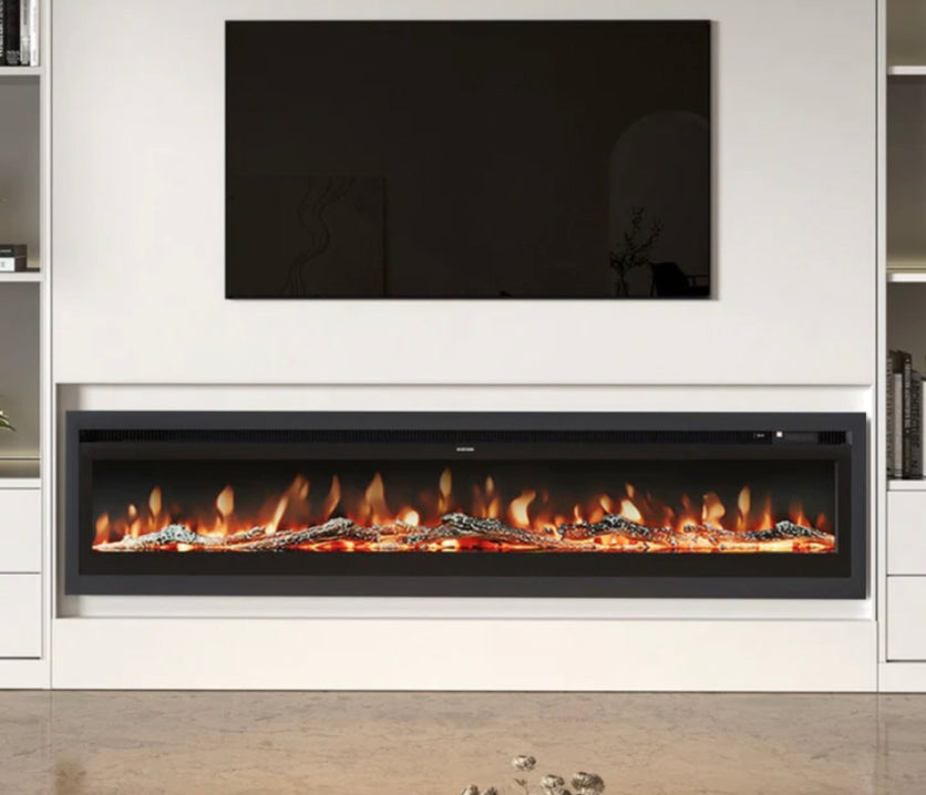 Media Wall Electric Fireplace Insert w/ Remote Control