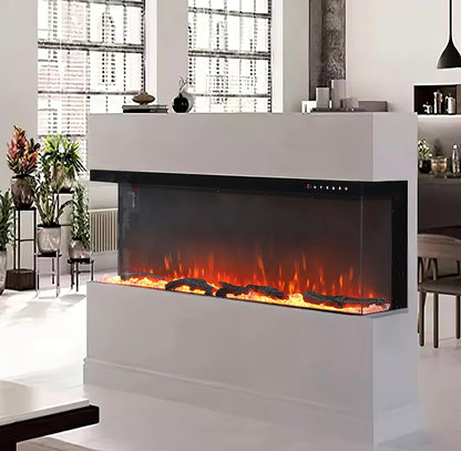 Panoramic 3-Sided Glass Electric Fireplace 40" - 80" Inch