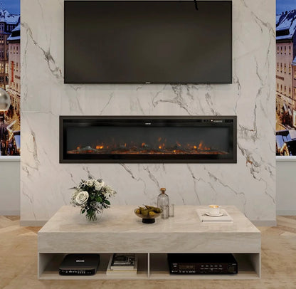 Media Wall Electric Fireplace Insert w/ Remote Control