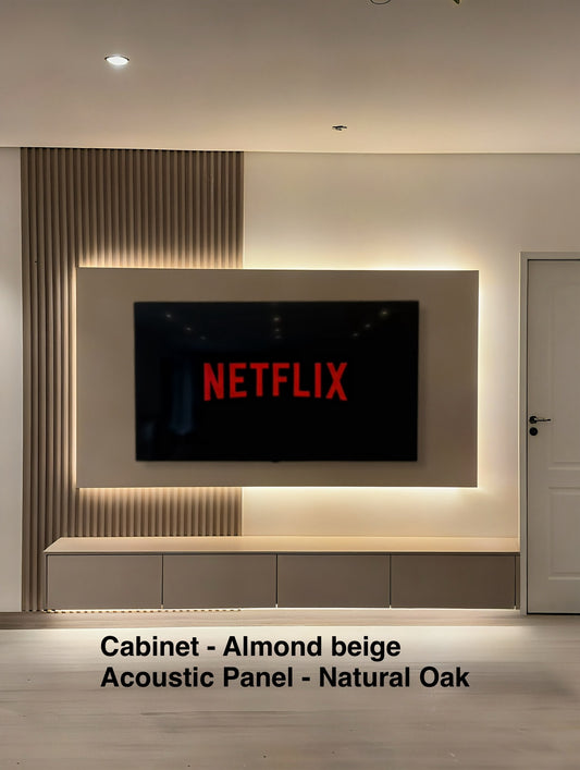 Acoustic Panel Media Wall With TV Cabinet