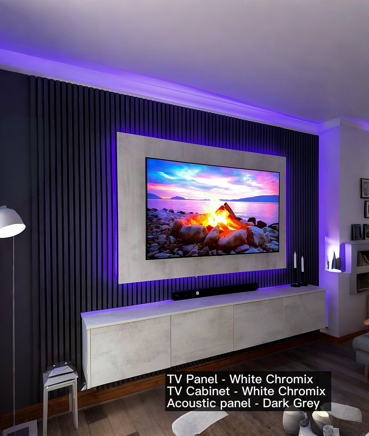 Acoustic Panel Media Wall With TV Cabinet