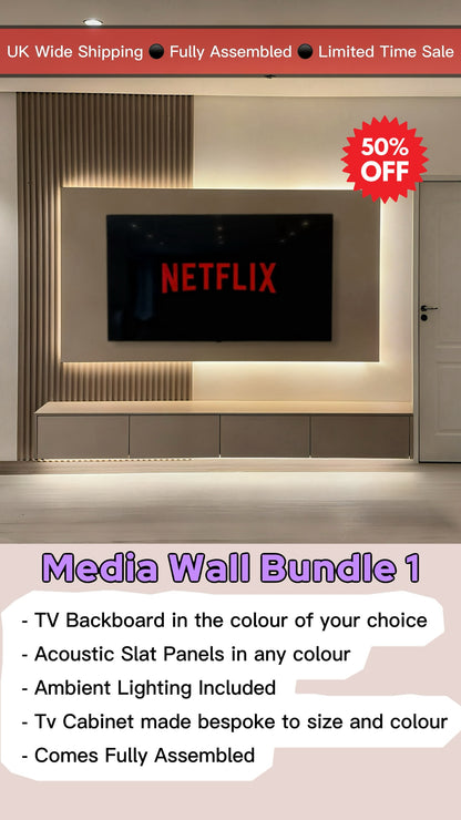 Acoustic Panel Media Wall With TV Cabinet