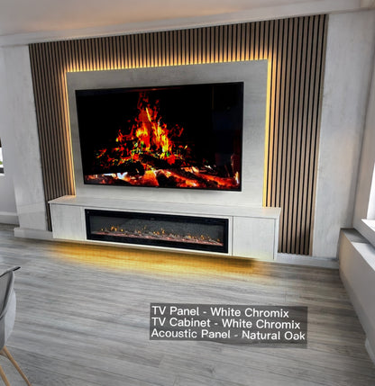 Acoustic Panel Media Wall With Electric Fireplace Bundle