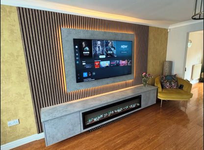 Acoustic Panel Media Wall With Electric Fireplace Bundle