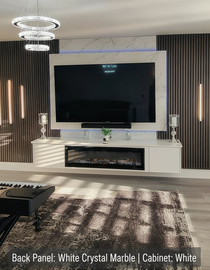 Acoustic Panel Media Wall With Electric Fireplace Bundle