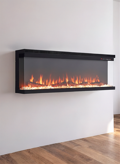 Modern 3-Sided Glass Electric Fireplace Heater 40” 50, 60, 70, 80 Inch